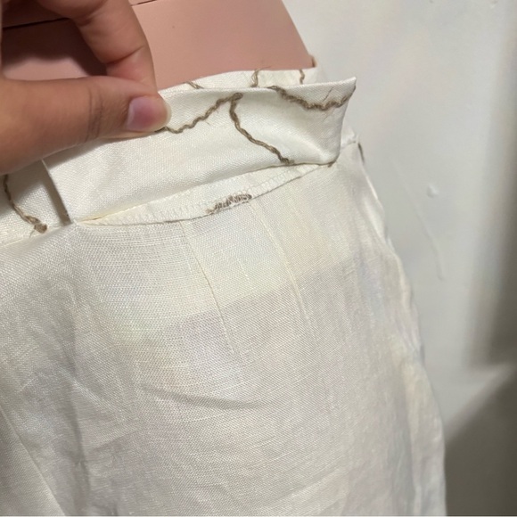 RENAISSANCE AVOCA Women’s Linen Cream Wide Leg High-Rise Pants - Picture 7 of 16